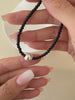 Minimalist black onyx beaded necklace, Onyx choker, Black and white beads necklaces, Gifts for sister, Gifts for her
