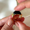 Black onyx gold ring with glossy black gemstone, black stone statement ring for women, gold gemstone jewelry
