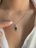 Dainty Oval onyx necklace - Silver onyx pendant - Elegant black stone necklace - Stone of willpower - Gifts for her