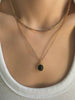 Dainty black onyx necklace, Oval onyx pendant, Black stone necklace, Statement layering necklace set, Gifts for sister, Gifts for her