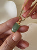 Green jade pendant necklace with gold chain, jade necklace for women, minimalist gemstone jewelry