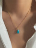 Dainty gold turquoise necklace, Pointed cut turquoise pendant, Minimalist unique necklace, Christmas gifts, Gifts for her