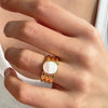 Chunky Gold mother of pearl ring, 18k gold plated ring, Signet ring, Statement ring, Gifts for her