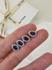 Minimalist sapphire stud earrings, Gold sapphire earrings, Oval stone earrings, Vintage earrings, Sterling silver earrings, Gift for her