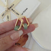 natural jade hoop earrings green stone gold plated minimalist drop earrings elegant jewelry for women