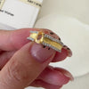 Two Toned Citrine Ring, Genuine pear citrine ring, Mixed metal open ring, November Birthstone Jewelry Gift, Gifts for her