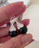  Natural black onyx ball dangle earrings, Black stone earrings, Statement earrings, Gifts for her